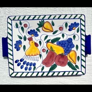 VTG “Rooster & Fruit” Farm House Rooster & Fruit Ceramic Serving Serving Platter